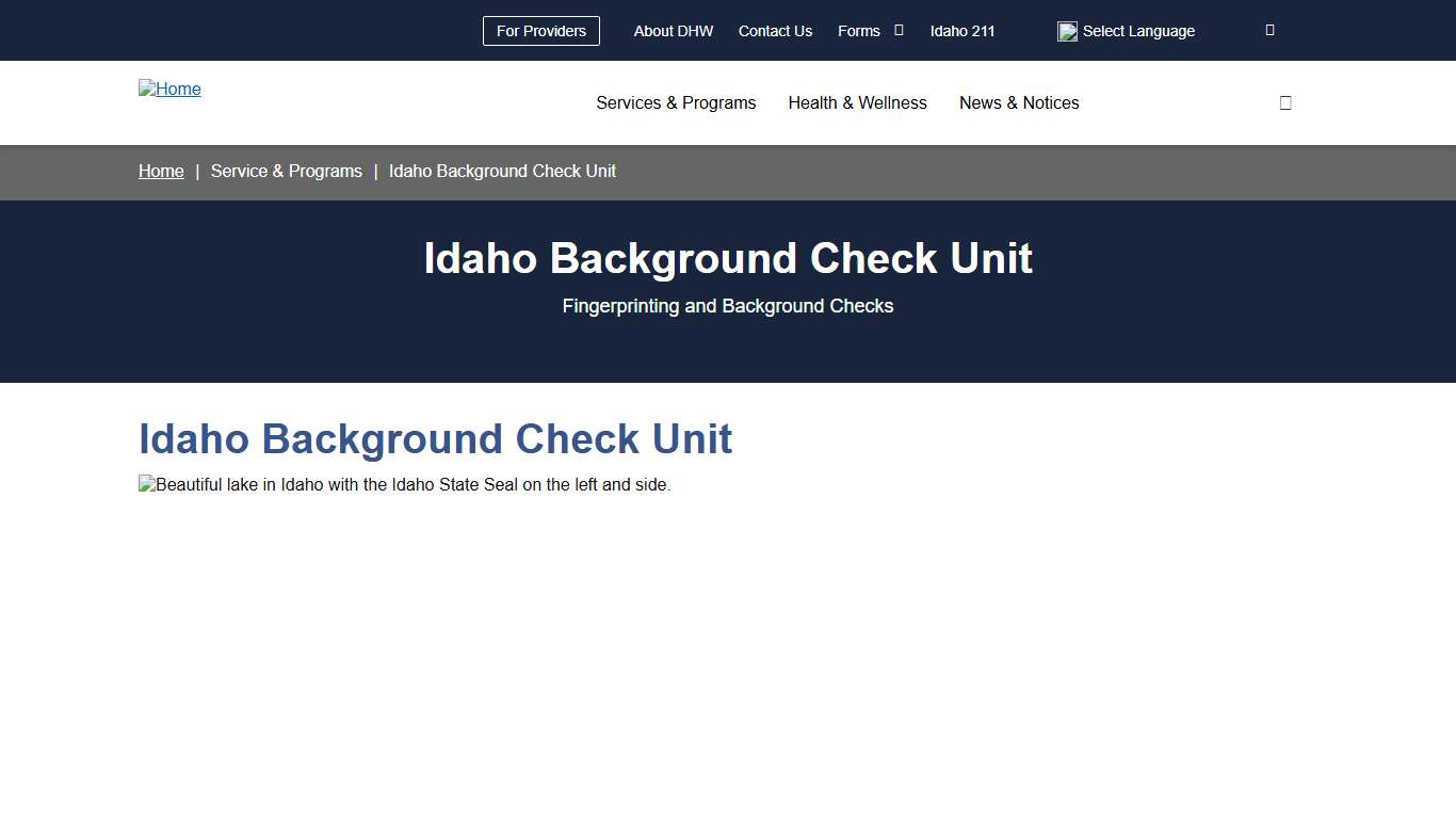 Idaho Background Check Unit | Idaho Department of Health and Welfare
